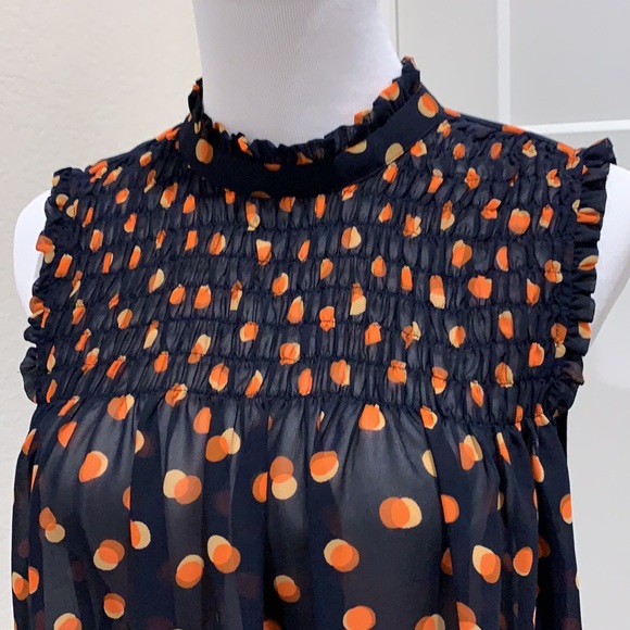 MAEVE Sheer Polka Dot Ruffle Blouse - Picture 7 of 14